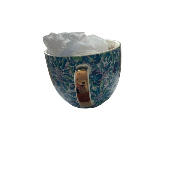 Lilly Pulitzer Set: 2 Oversized Mugs
"Lion Around" Blue Floral Gold Trim NIB - Picture 7 of 16